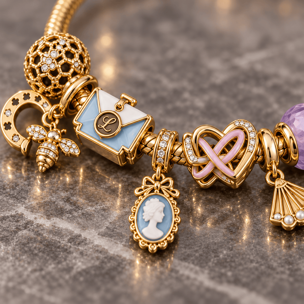 BGT Gold Charm Bracelet Set PTKL
