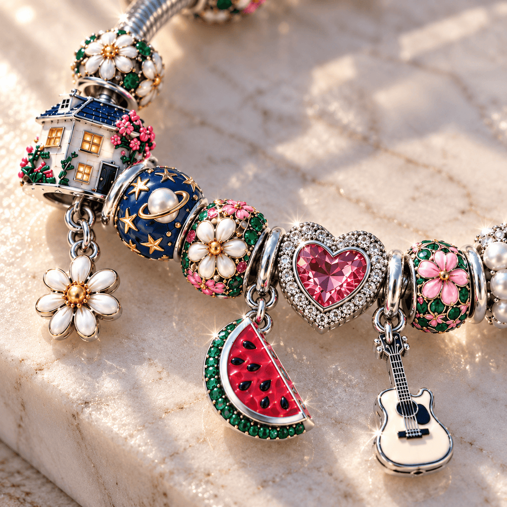 HLS Silver Charm Bracelet Set NTTB