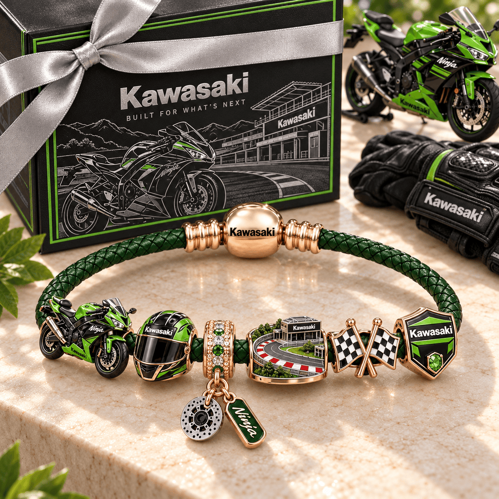 KAWA Braided Leather Charm Bracelet Set NHVH