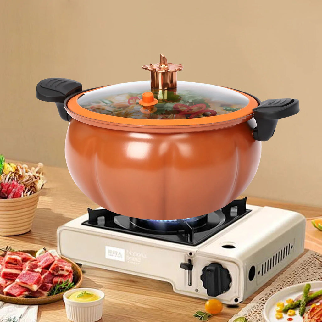 Pressure Cooker 8L Orange Pumpkin Design Stovetop Pot for Home Kitchen Gas Stove Compatible Healthy Cooking Stew Boil Fry