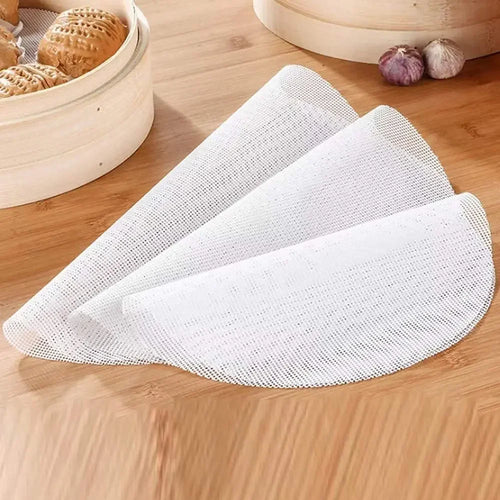 4Pcs Silicone Steamer Mesh Mat Reusable Steamer Paper Liner Round Dim Sum Mesh Non-Stick Mesh Mat Pad for Buns Dumpling Baking