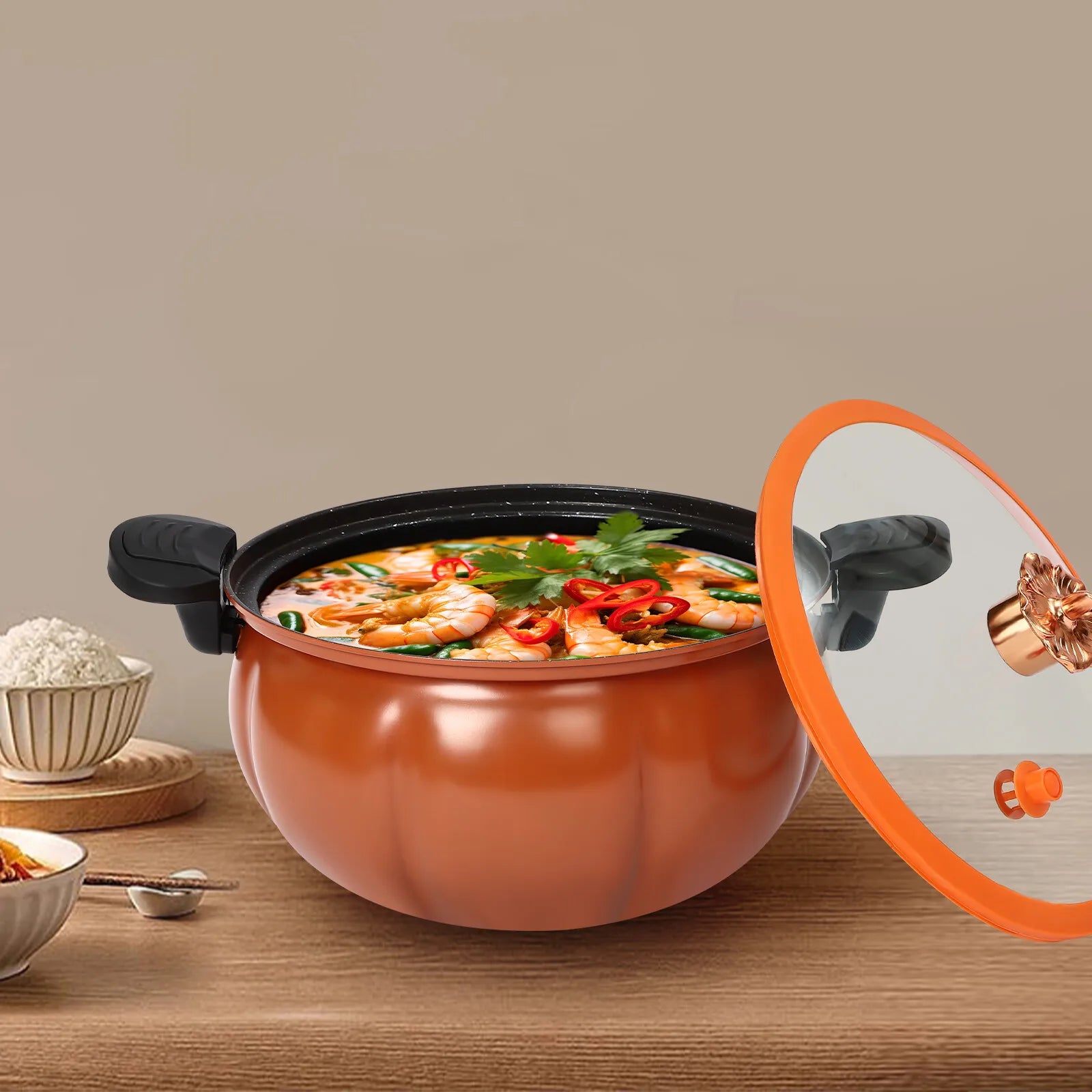 Pressure Cooker 8L Orange Pumpkin Design Stovetop Pot for Home Kitchen Gas Stove Compatible Healthy Cooking Stew Boil Fry
