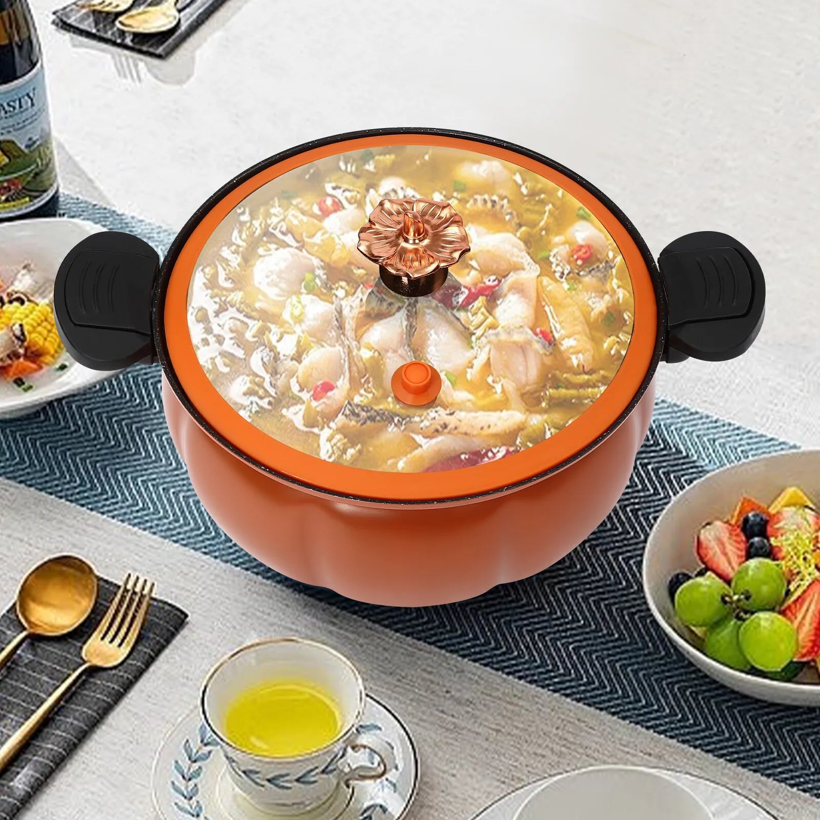 Pressure Cooker 8L Orange Pumpkin Design Stovetop Pot for Home Kitchen Gas Stove Compatible Healthy Cooking Stew Boil Fry
